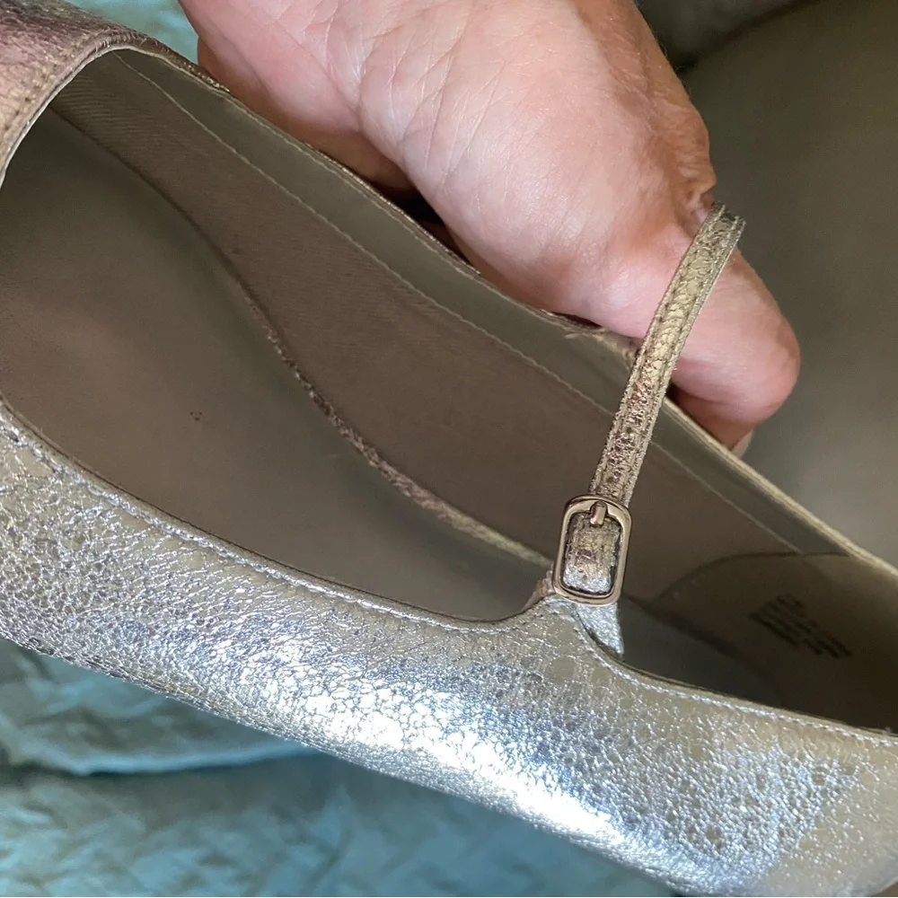 NEW Lovely Silver Ladies Ballet Mary Jane Flats Shoes 11 Summer Evening Wedding - Picture 4 of 7